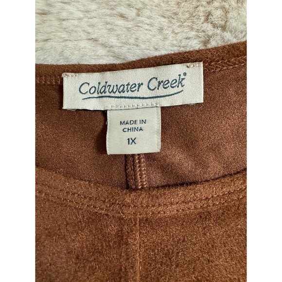 Coldwater Creek Top Size 1X Stretch Round Neck Microsuede Fall Office Layering - Picture 4 of 6